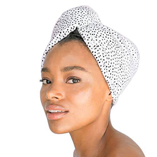 Kitsch Microfiber Hair Towel Wrap for Women | Hair Turban for Drying Wet Hair Easy Twist Towels | Super Absorbent and Ultra Soft Microfiber Towel | After Spa Hair Towel (Micro Dot)