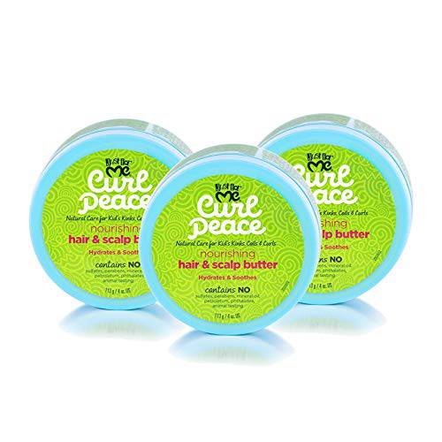 Just for Me Curl Peace Nourishing Hair & Scalp Butter (3 Pack) - Hydrates & Soothes, Contains Grapeseed Oil, Shea Butter, Castor Oil, Prevents Breakage, Increases Softness, No Animal Testing, 4 oz