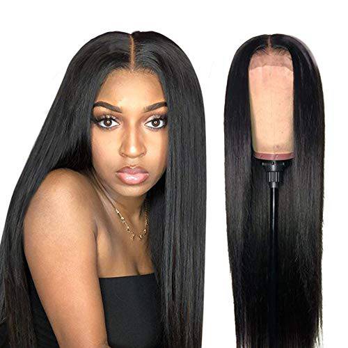ISEE Hair 10A Brazilian Virgin 180% Density Transparent Lace Front Wigs Human Hair Straight Glueless Wig with Natural Hairline for Black Women (20inches, Lace Front Wig)