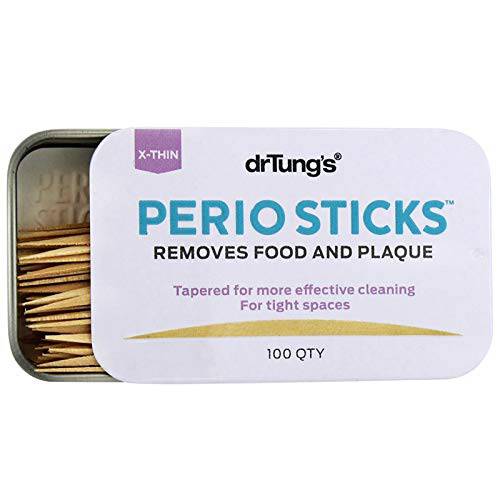 Dr. Tungs Double-Sided PerioSticks X-Thin, Fit Comfortably Between Teeth, Stimulate Gums and Remove Plaque and Food Particles - 100 Count