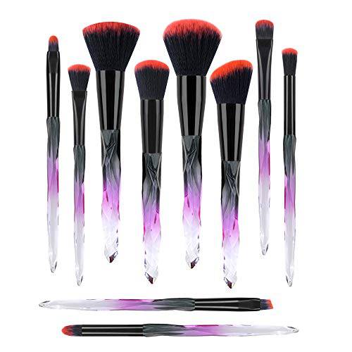 Beautiful Makeup Brushes, Make Up Brushes Set Transparent Handle for Blush Foundation Eye Shadow Kabuki Concealer Cosmetic Brushes Kits Red Black Makeup Tools