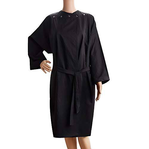 Noverlife Spa Massage Kimono Client Robe, Water Chemical Proof Salon Bathrobe Client Wrap, Lightweight Black Smock Gown Beach Robe for Beauty Treatments Hairdressing Makeup Gown