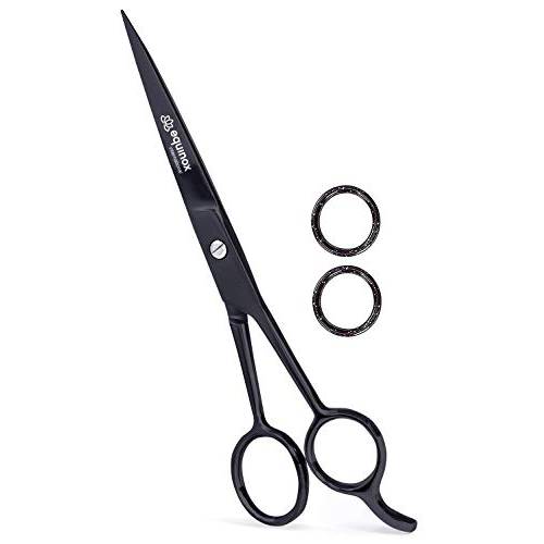 Equinox Professional Hair Scissors - Hair Cutting Scissors Professional - 6.5” Overall Length - Barber Scissors for Men and Women - Premium Shears For Salon and Home Use (Black)