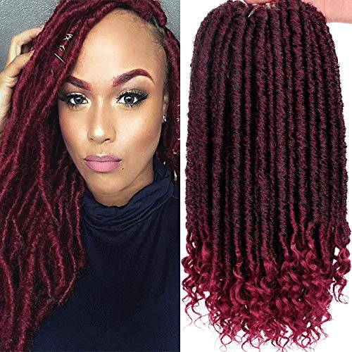 6Packs Goddess Faux Locs Crochet Hair 16 Inch Straight Goddess Locs with Curly Ends Synthetic Crochet Hair Braids for Women(1B-BUG)