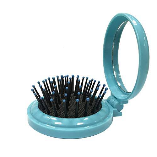 LOUISE MAELYS 1Pcs Folding Mini Pocket Hair Comb with Mirror Travel Set Gift Idea