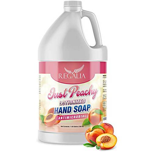 Hand Soap Antimicrobial Just Peachy Luxurious Lotionized Hand Wash One Gallon (128 Oz.) Refill Jug. Made in The USA