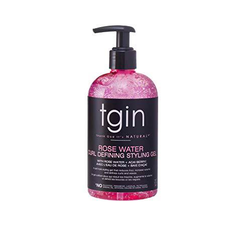 tgin Rose Water Defining Styling Gel for Natural hair - Curls - Waves - Low porosity hair - Fine hair 13OZ