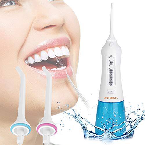 Water Flosser Cordless for Teeth, Portable Water Pick Teeth Cleaner Rechargeable IPX7 Waterproof with 3 Modes 5 Jets Dental Oral Irrigator Flosser, 300ML Detachable Water Tank for Travel Home