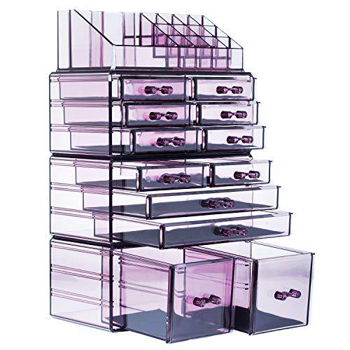 Readaeer Makeup Cosmetic Organizer Storage Drawers Display Boxes Case with 12 Drawers (Purple)