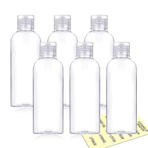YICTEK Plastic Travel Bottles,100ml/3.4oz Empty Small Squeeze Bottle Containers for Toiletries With Flip Cap(6 Pack)
