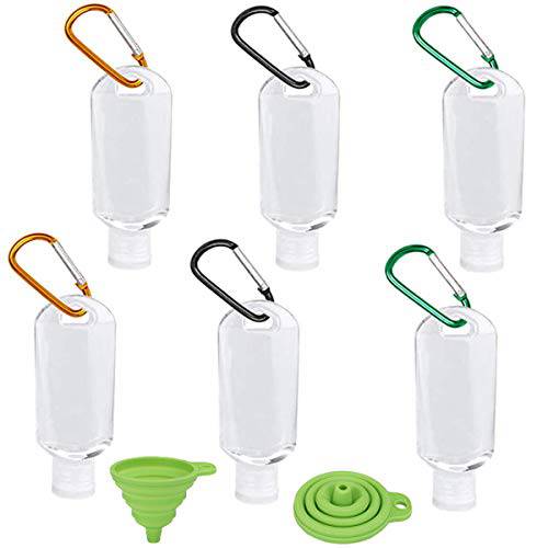 Travel Bottles with Keychain, 2oz/50ml Portable Plastic Travel Bottles Leakproof Squeeze Bottles with Flip Cap Empty Refillable Containers for Hand Sanitizer Conditioner Body Wash Liquid (10pc-set)