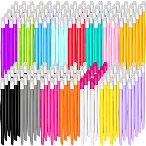 BQTQ 150 Pieces Plastic Handle Nail Cuticle Pusher Bulk Rubber Tip Nail Cleaner Colored Nail Art Tool for Men and Women, 15 Colors