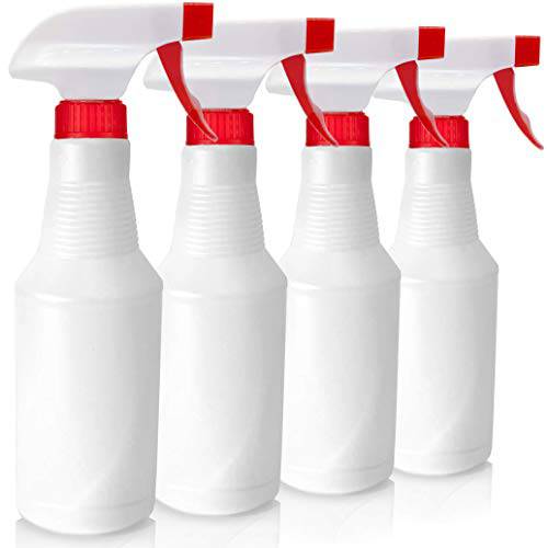 LiBa Spray Bottles (4 Pack,16 Oz), Refillable Empty Spray Bottles for Cleaning Solutions, Hair Spray, Watering Plants, Superior Flex Nozzles, Squirt, Mist Sprayer, Bleach/Vinegar/Rubbing Alcohol Safe