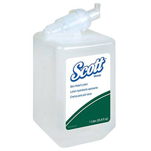 Scott Essential Skin Relief Lotion (35365), Fragrance Free, No Dye, Creamy Texture, White, 1.0 L Bottles, 6 Bottles / Case