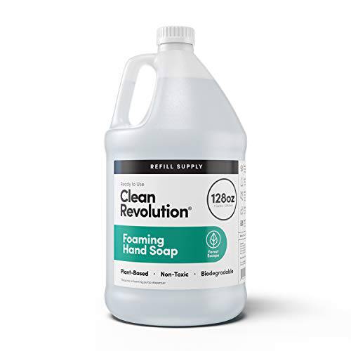 Clean Revolution Foaming Hand Soap Refill Supply Container. Ready to Use Formula. Forest Escape Fragrance, 128 Fl. Oz