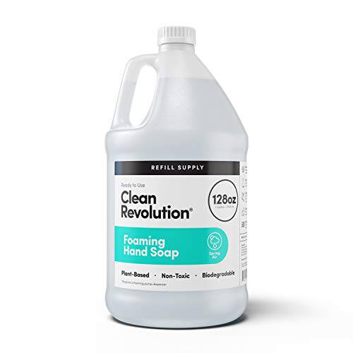 Clean Revolution Foaming Hand Soap Refill Supply Container. Ready to Use Formula. Spring Air Fragrance, 128 Fl. Oz