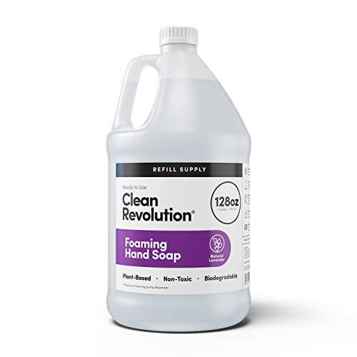 Clean Revolution Foaming Hand Soap Refill Supply Container. Ready to Use Formula. Natural Lavender Fragrance, 128 Fl. Oz