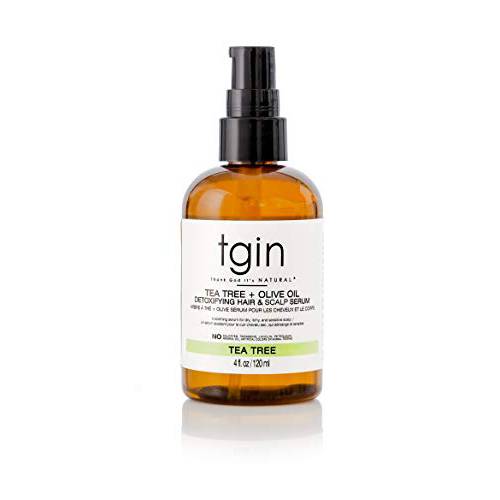 tgin Tea Tree + Olive Oil Detoxifying Dry Itchy Hair And Scalp Serum - Natural Hair - Scalp Oil - 4 Oz