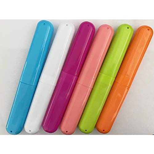 Nayalba 6 Random Colors Portable Dust-proof Toothbrush Cases Holder Plastic Toothbrush Container Storage Box for Daily and Travel Use