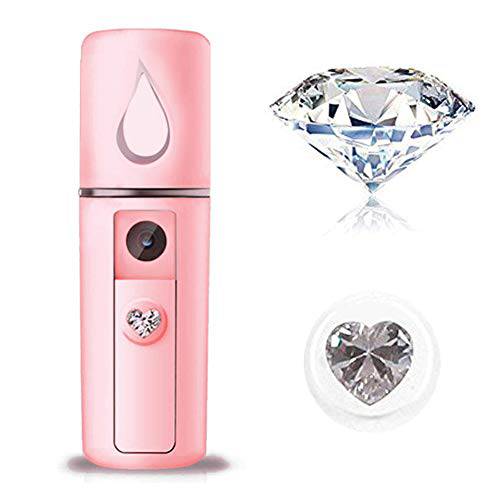 ZOMFOM Nano Facial Steamer Mist Spray Eyelash Extensions Cleaning Pores Water SPA Moisturizing Hydrating Face Sprayer USB Rechargeable Mini Beauty Device (Pink)