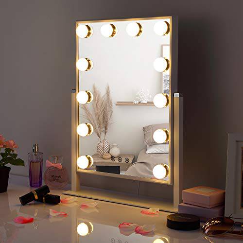 HAMSWAN Large Vanity Mirror with 3 Different Lighting Modes, Hollywood Lighted Mirror Vanity Makeup Mirror with 12 x 3W Dimmable LED Bulbs, White