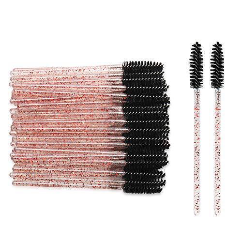 300 Pack Disposable Mascara Wands for Eyelash Extensions Eye Lash Applicators Makeup Brushes Tool kits, Crystal Red-Black
