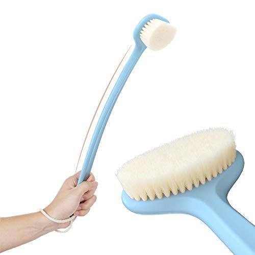 Bath Body Brush with Soft Bristles,Non-Slip Handle Built-in TPR Enhance Grip,15 in Long Handle Gentle Exfoliation Improve Skin’s Health and Beauty for Women Men Shower Brushing (Black)