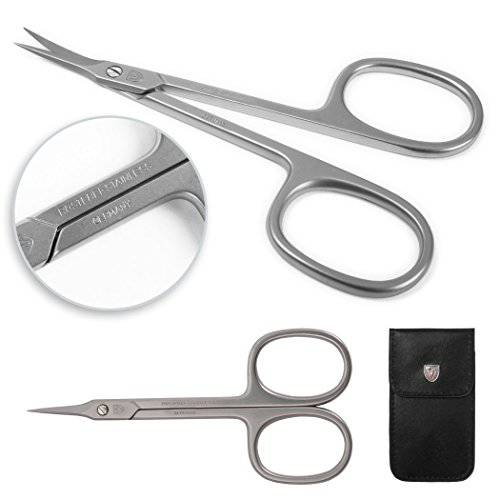 3 Swords Germany - brand quality STAINLESS STEEL INOX CURVED CUTICLE TOWERPOINT SCISSORS (1 PIECE) with case for manicure pedicure - nail care by 3 Swords - Made in Solingen Germany