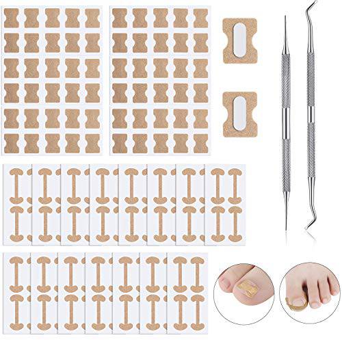 122 Pieces Ingrown Toenail Tool Set, Include Ingrown Toenail File and Lifter, 60 Pieces Elastic Patch Curved Toenails Brace Stickers and 60 Pieces Ingrown Toenail Correction Stickers
