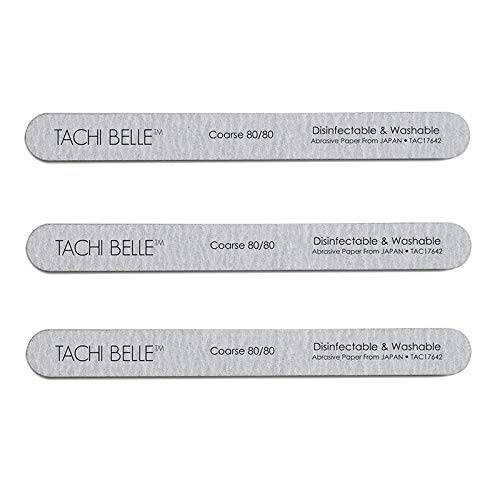 Tachibelle Premium Japan Abrasive 80/80 Grit Coarse Disinfectable Washable Zebra File Nail Art Sanding Nail Files (Pack of 3 Pcs)