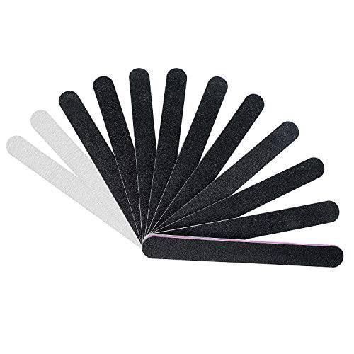 12PCS Nail Files,Professional Manicure Pedicure Tools Which Can Shape and Smooth Your Nails,Emery Boards Nail File for Acrylic Natural Nails,10PCS Black 100/180 Grit and 2PCS Purple 180/240 Nail File