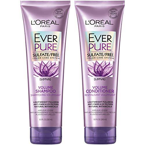 L’Oreal Paris EverPure Volume Sulfate Free Shampoo and Conditioner for Color-Treated Hair, 8.5 Ounce (Set of 2)