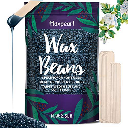 Wax Beads for Hair Removal, 2.5lb Maxpearl Hard Wax Beans Refill Bag for Brazilian Bikini, Face, Eyebrows, Underarms, Arms, Chest, Back, Legs, Coarse Body Hair Specific