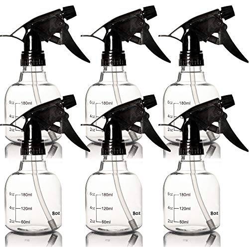 Youngever 6 Pack Empty Plastic Spray Bottles, Spray Bottles for Hair and Cleaning Solutions (8 Ounce)