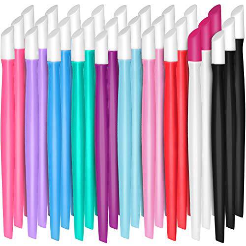 30 Pieces Plastic Handle Nail Cuticle Pusher Rubber Tipped Nail Cleaner Colored Nail Art Tool for Men and Women Christmas Valentine’s Day Giving(Multicolored)