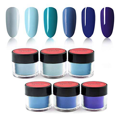 Honey Joy 6 BOX/SET Light Royal Blue Colors Dip Powder Nails Kit Nail Fine Dipping Powder Colors No Need Lamp Cure,Like Gel Polish Effect,Even & Smooth Finishing (DP-F-6pcs-10g/box)