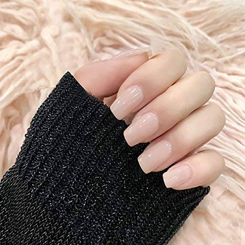 Earent Square Fake Nails Medium Glossy Press on Nails Artificial Pure Color Full Cover False Nail Tips for Women and Girls (24Pcs） (Pink)