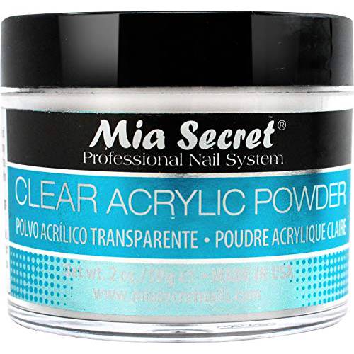 Mia Secret Clear Acrylic Powder, 2 oz - Professional Nail Powder for acrylic nails - acrylic powder - Mia Secret acrylic powder for acrylic nail kit/set - works with monomer acrylic nail liquid