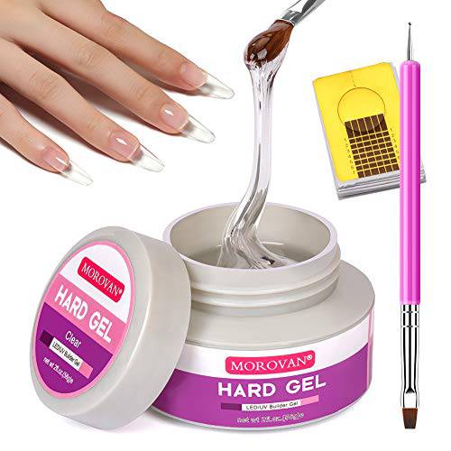 Morovan LED/UV Hard Gels Builder Gel Nail Extension Gel Nail Strengthen UV Gel Nail Art Manicure Set with Nail Forms