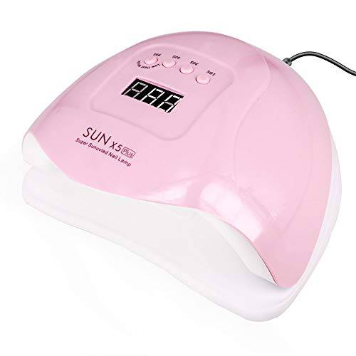 UV Gel Nail Lamp,80W Nail Dryer LED UV Light for Gel Polish-4 Timers Professional Nail Art Accessories,Curing Gel Toe Nails,Pink