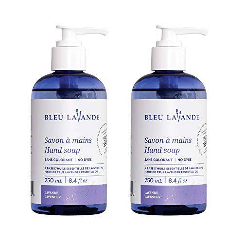 Bleu Lavande – 2 Pack of Natural Lavender liquid hand soap – Made with Certified Premium & 100% Pure True Lavender Essential Oil – Cruelty-free and Vegan – No Artificial Fragrances - 2x 8.4 Fl Oz