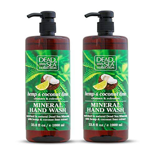 Dead Sea Collection Hemp & Coconut Lime Hand Soap - Pack of 2 (67.6 Fl. Oz) - Foaming Hand Soap with Dead Sea Minerals - Cleanses and Moisturizes Skin