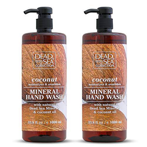 Dead Sea Collection Coconut Hand Soap - Pack of 2 (67.6 Fl. Oz) - Foaming Hand Soap with Dead Sea Minerals - Cleanses and Moisturizes Skin