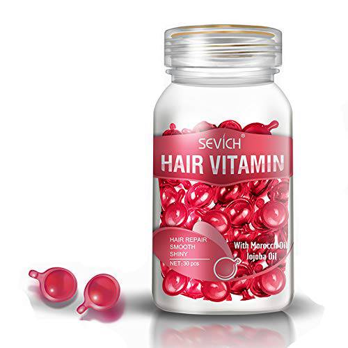 SEVICH Hair Vitamin Serum Capsule - Hair Moisturizing Essence Formula, with Vitamins A C E Vitamin B5, Argan Macadamia Avocado Oils, Repair Damaged Hair