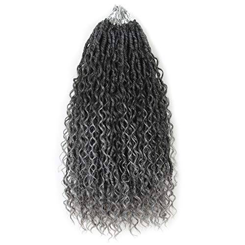 5packs Goddess Locs Crochet Hair 18 Inch River Locs Wavy Crochet With Curly Hair In Middle And Ends Synthetic Braiding Hair Extension(18 inch, 5Packs, OT-gray)