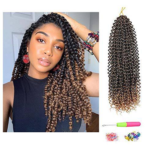 7 Packs Passion Twist Hair, 18 inch Passion Twist Braiding Hair Water Wave Crochet Hair Passion Twist Crochet Hair Braids Synthetic Crochet Hair Extensions (16Strands/Pack, 1B)