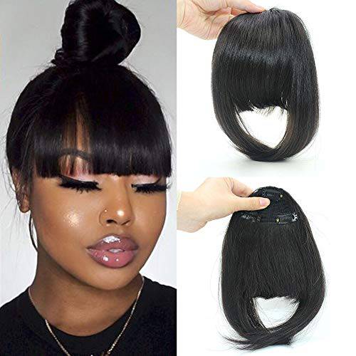 Clip in Bangs Fringe Real Human Hair Bang Clip in Hair Extensions Clip on Bangs with Temples