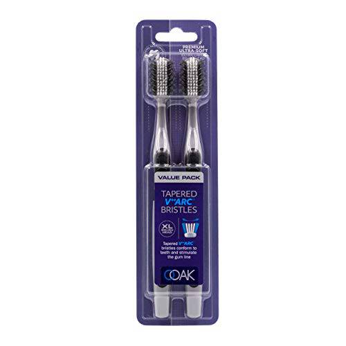 Ooak Toothbrush, Tapered V++Arc Soft Bristles, XL Brush Head 2 Pack - Silver/Black