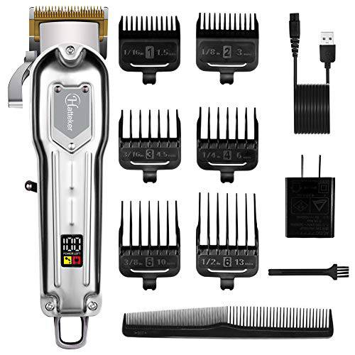 Hatteker Mens Hair Clippers Professional Cordless Hair Beard Trimmer Haircut Grooming Kit Rechargeable Stainless Steel