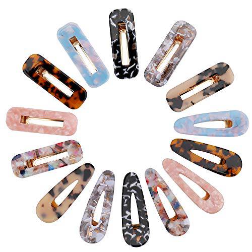 Hedume 28 Pack Acrylic Resin Hair Barrettes, Fashion Geometric Hair Clips for Women Girls Ladies